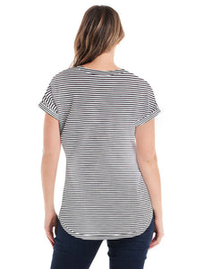 Betty Basics Hailey Short Sleeve Tee White/Ebony Stripe