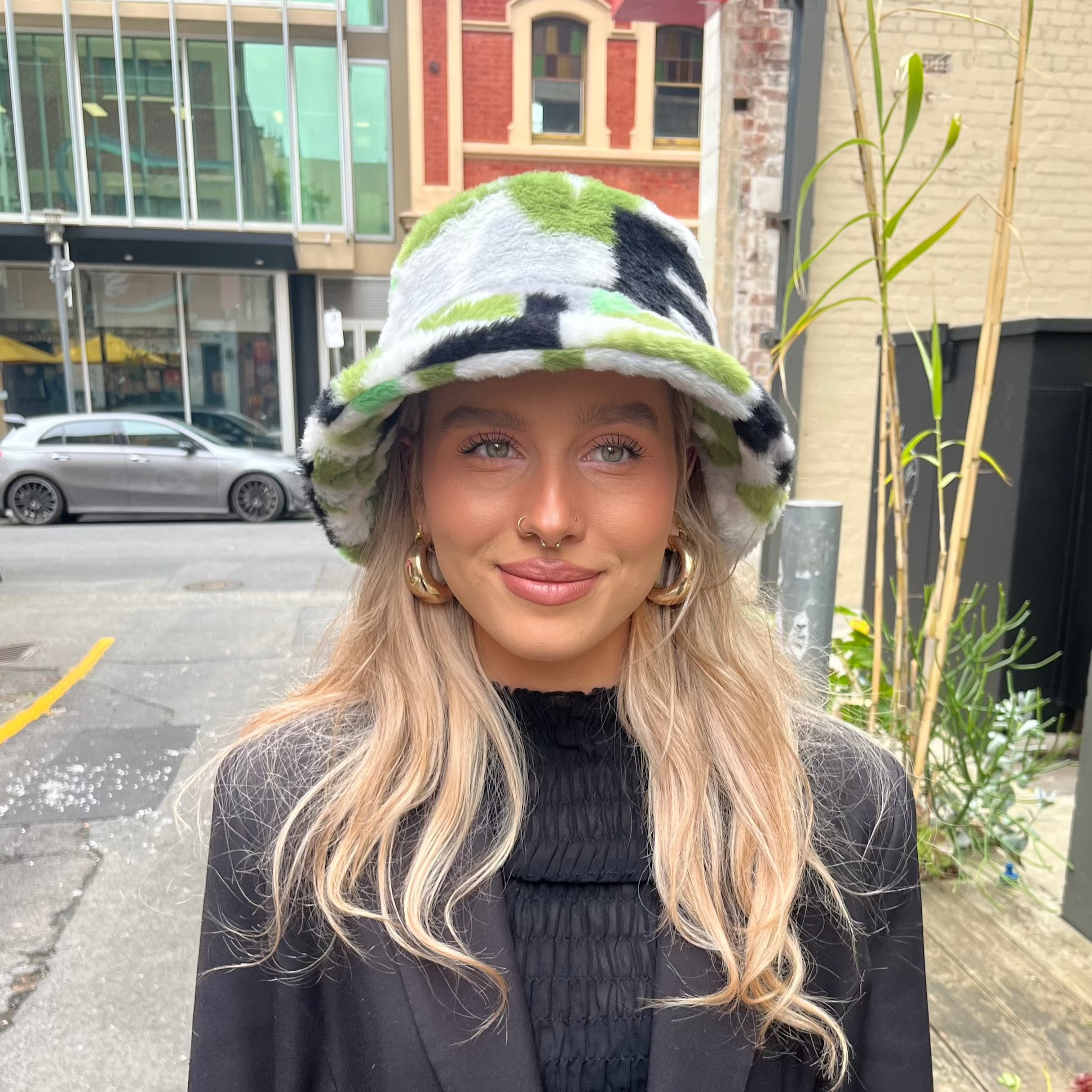 Cinnamon Creations Faux Fur Bucket Hat Green/Olive