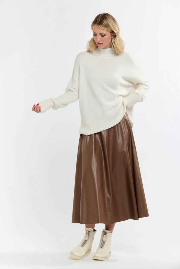 365 Days Updated Dakota PU Skirt Tan