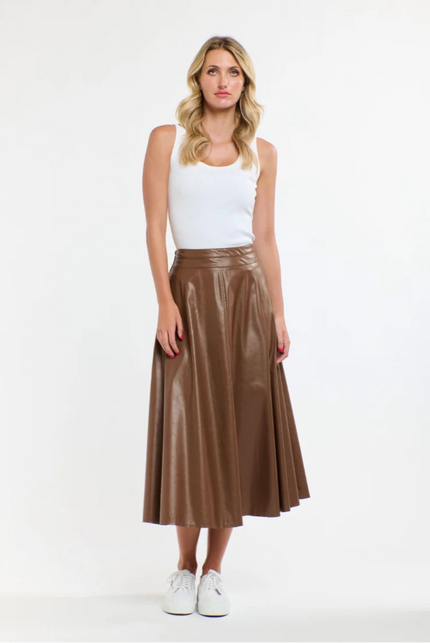 365 Days Updated Dakota PU Skirt Tan