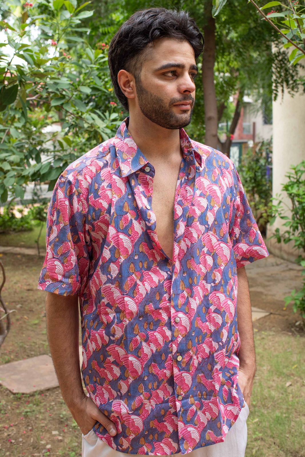 Cochin Blue S/S Pink Waves Shirt