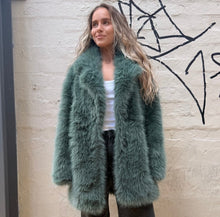 Load image into Gallery viewer, Cinnamon Creations KRE1176 Faux Fur Coat Dark Green
