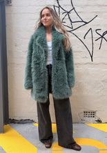 Load image into Gallery viewer, Cinnamon Creations KRE1176 Faux Fur Coat Dark Green
