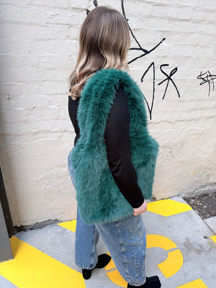 Cinnamon Creations BG2709 Faux Fur Tote Bag Dark Green