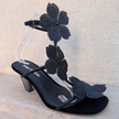 Django & Juliette Florel Embellished Heel Sandals Black