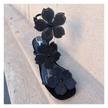 Django & Juliette Florel Embellished Heel Sandals Black