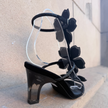 Django & Juliette Florel Embellished Heel Sandals Black