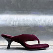 Mollini Heedee Velvet Thong Heels Plum