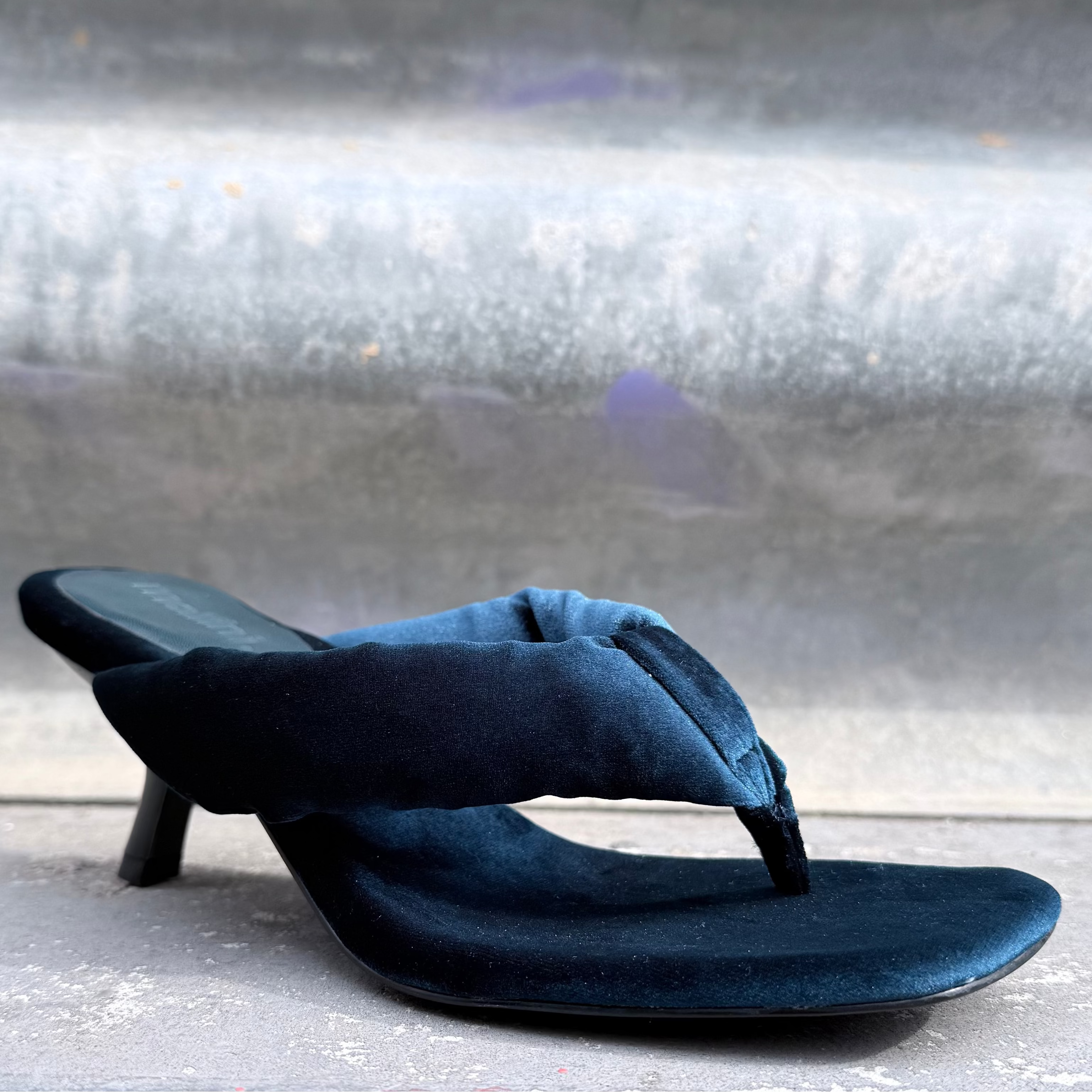 Mollini Heedee Velvet Thong Heels Teal
