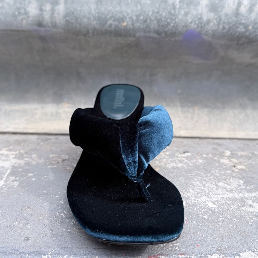 Mollini Heedee Velvet Thong Heels Teal