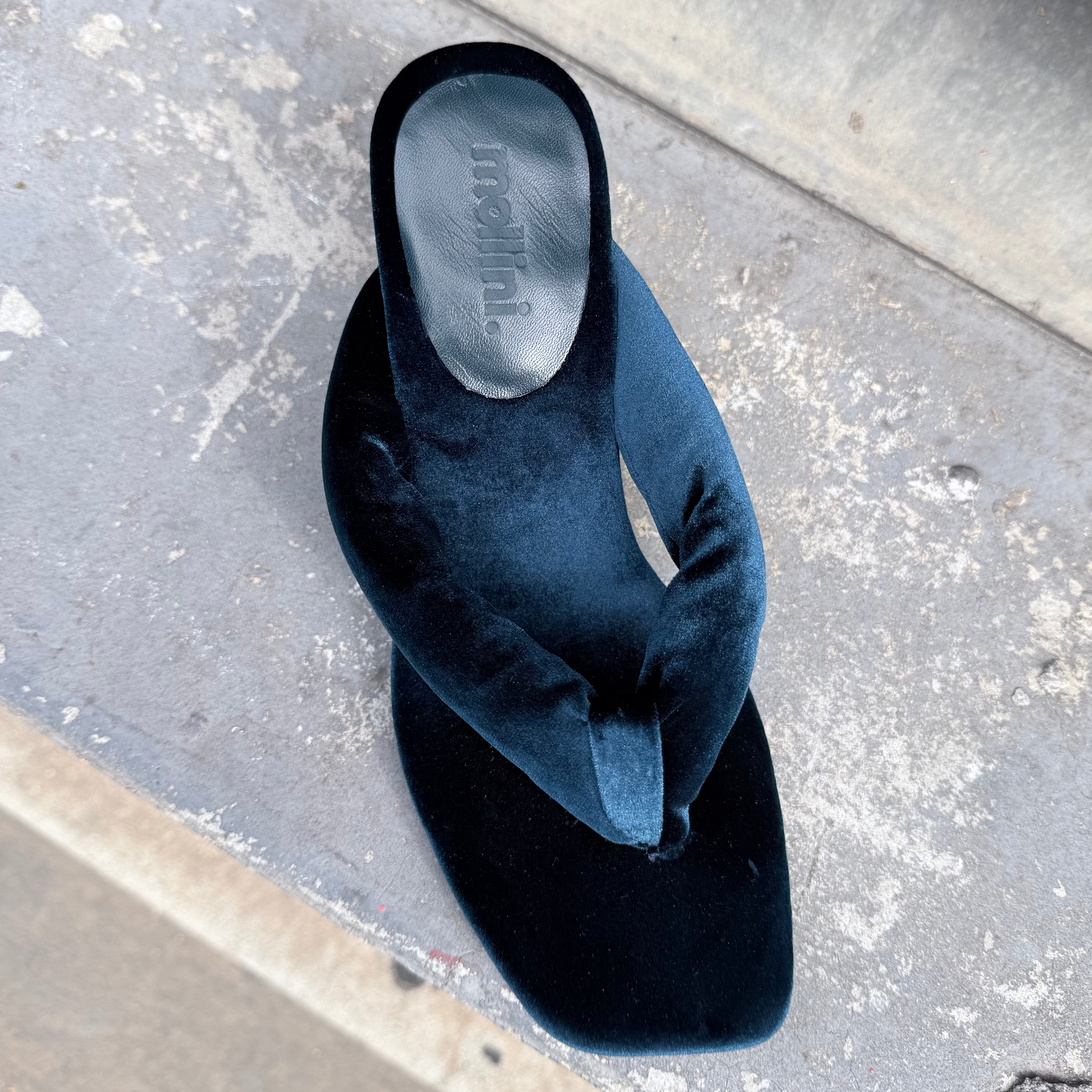 Mollini Heedee Velvet Thong Heels Teal
