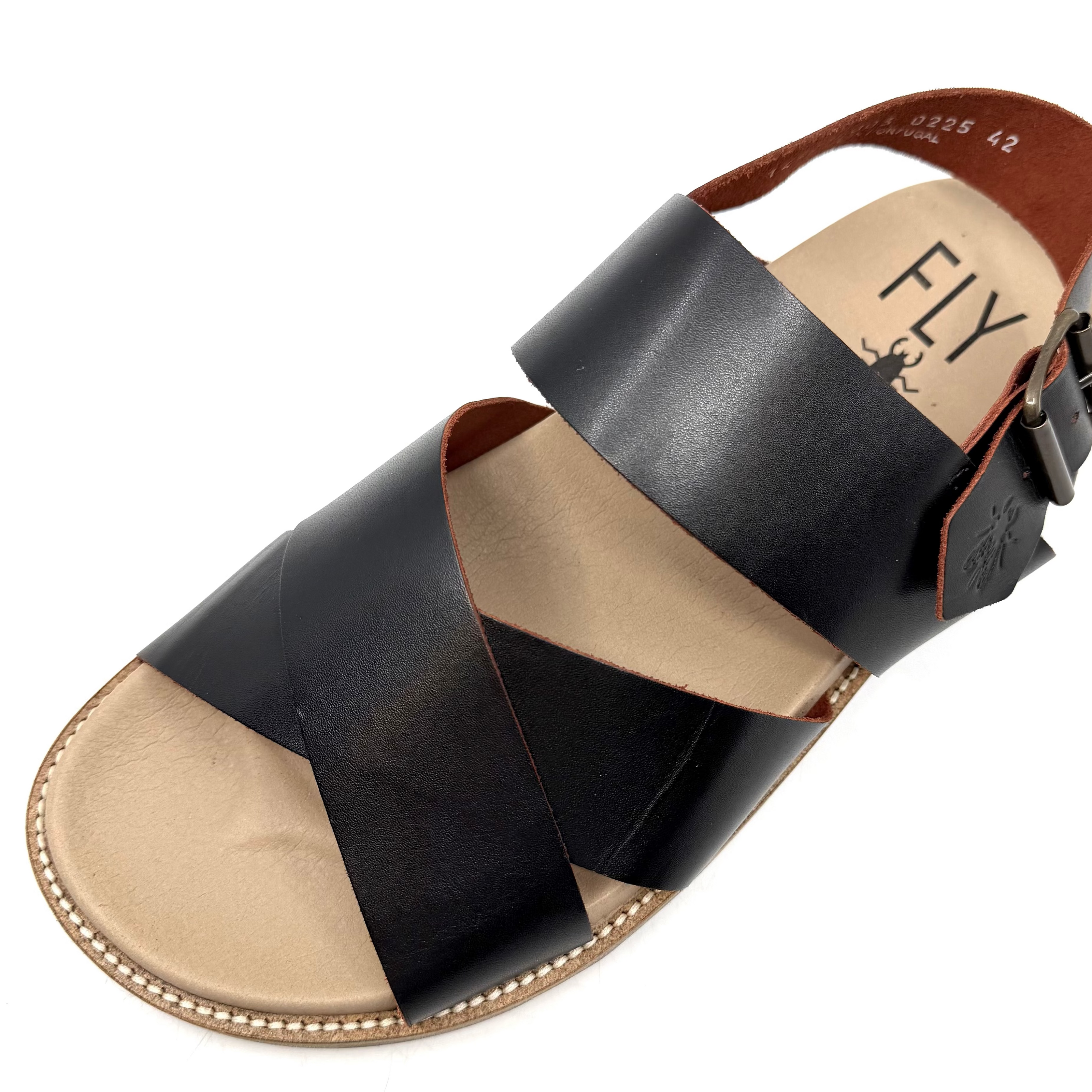 Fly London Molf Leather Sandals Java Black