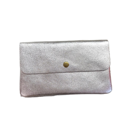 Maison Fanli Metallic Clutch Crossbody Bag Silver