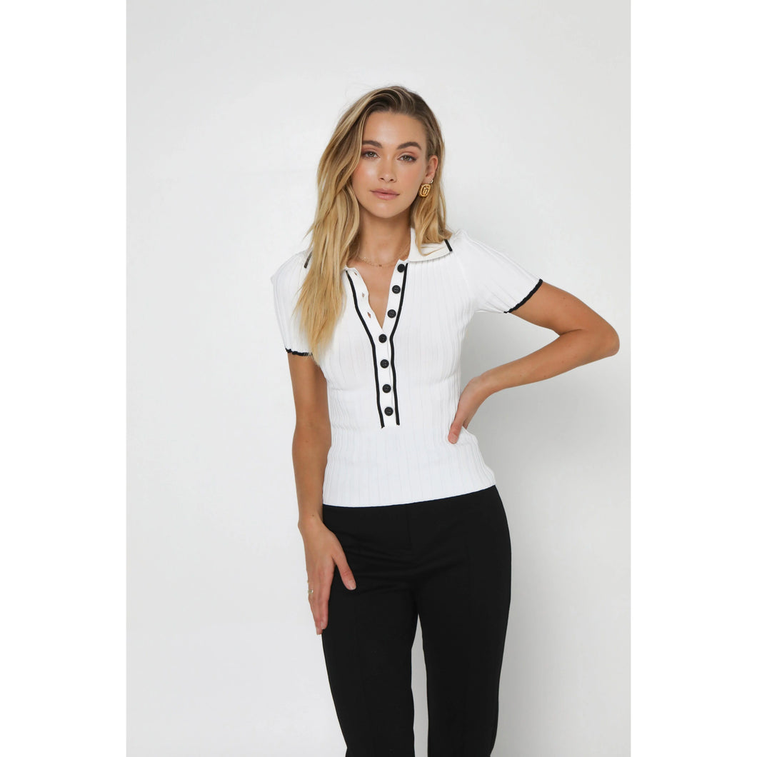 Madison The Label Georgia Knit Top White