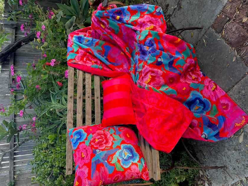 Anna Chandler Velvet Cushion Square Birds And Roses