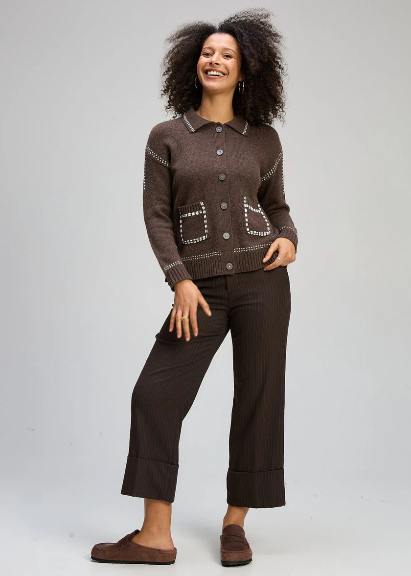 Zaket & Plover Tailored Cardi Cocoa