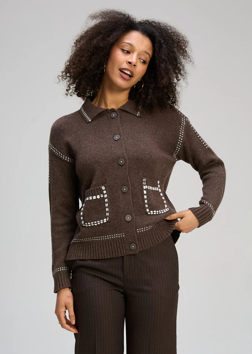 Zaket & Plover Tailored Cardi Cocoa
