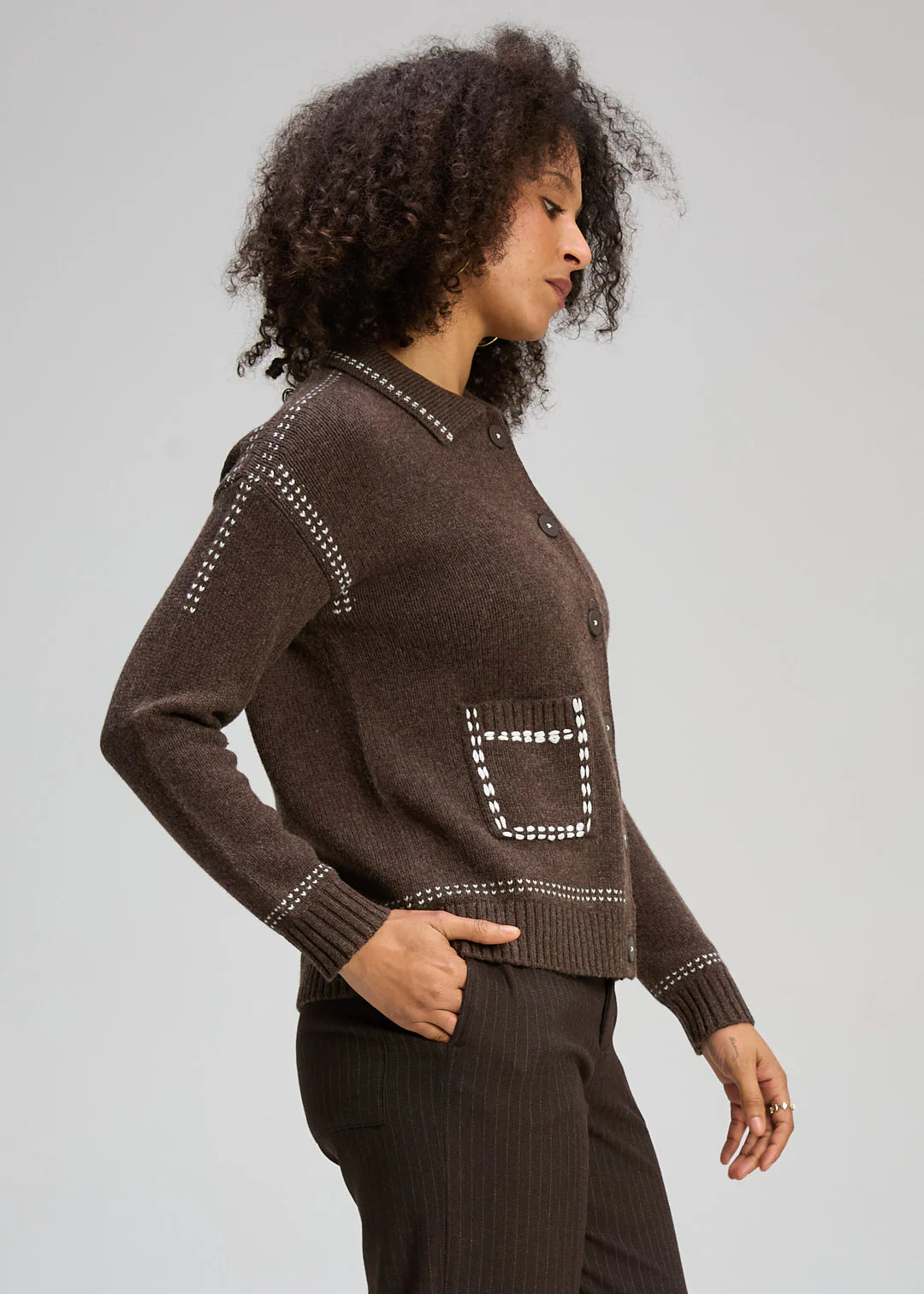 Zaket & Plover Tailored Cardi Cocoa