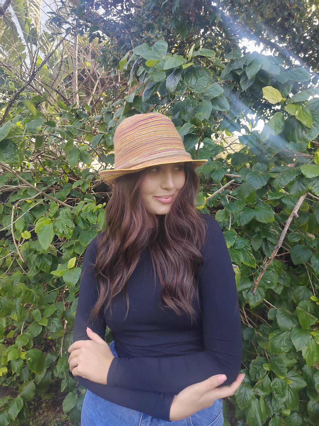 Cinnamon Creations Straw Fedora Hat Multi