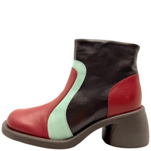 Load image into Gallery viewer, Fly London Hewi Ankle Boots Intense Rust/ Dark Mint/ Dark Brown
