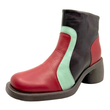 Load image into Gallery viewer, Fly London Hewi Ankle Boots Intense Rust/ Dark Mint/ Dark Brown
