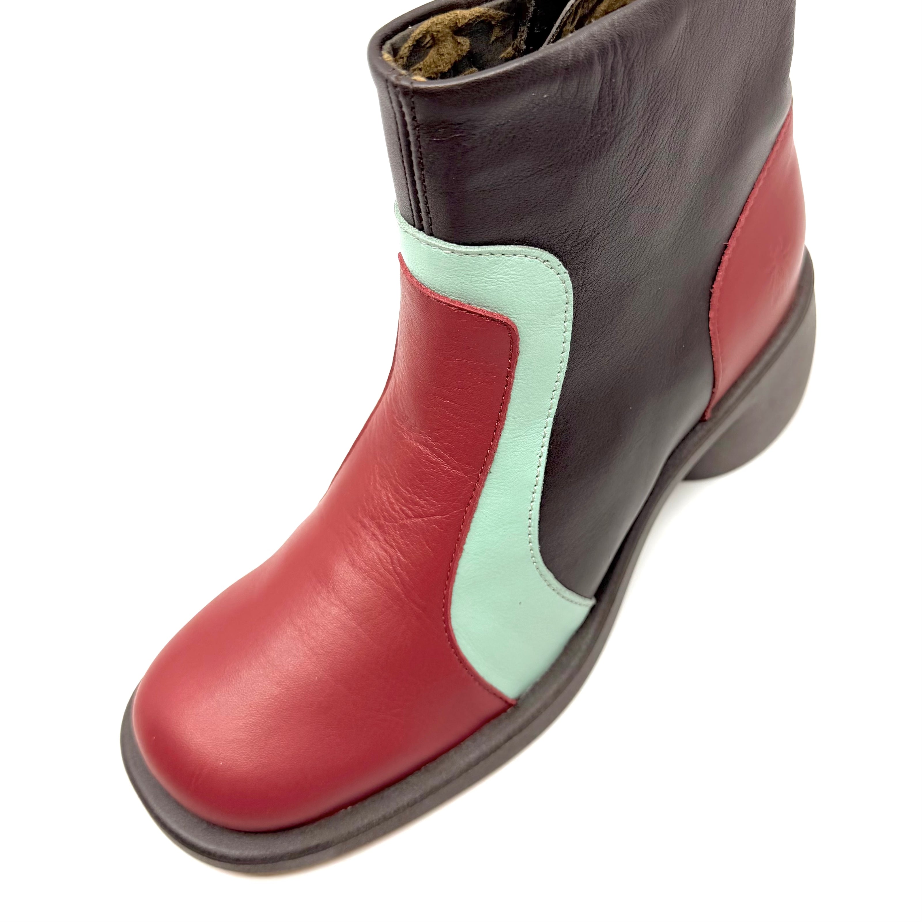 Fly London Hewi Ankle Boots Intense Rust/ Dark Mint/ Dark Brown