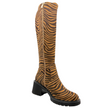 Django & Juliette Zina Knee High Boots Tan Tiger Stretch Microsuede