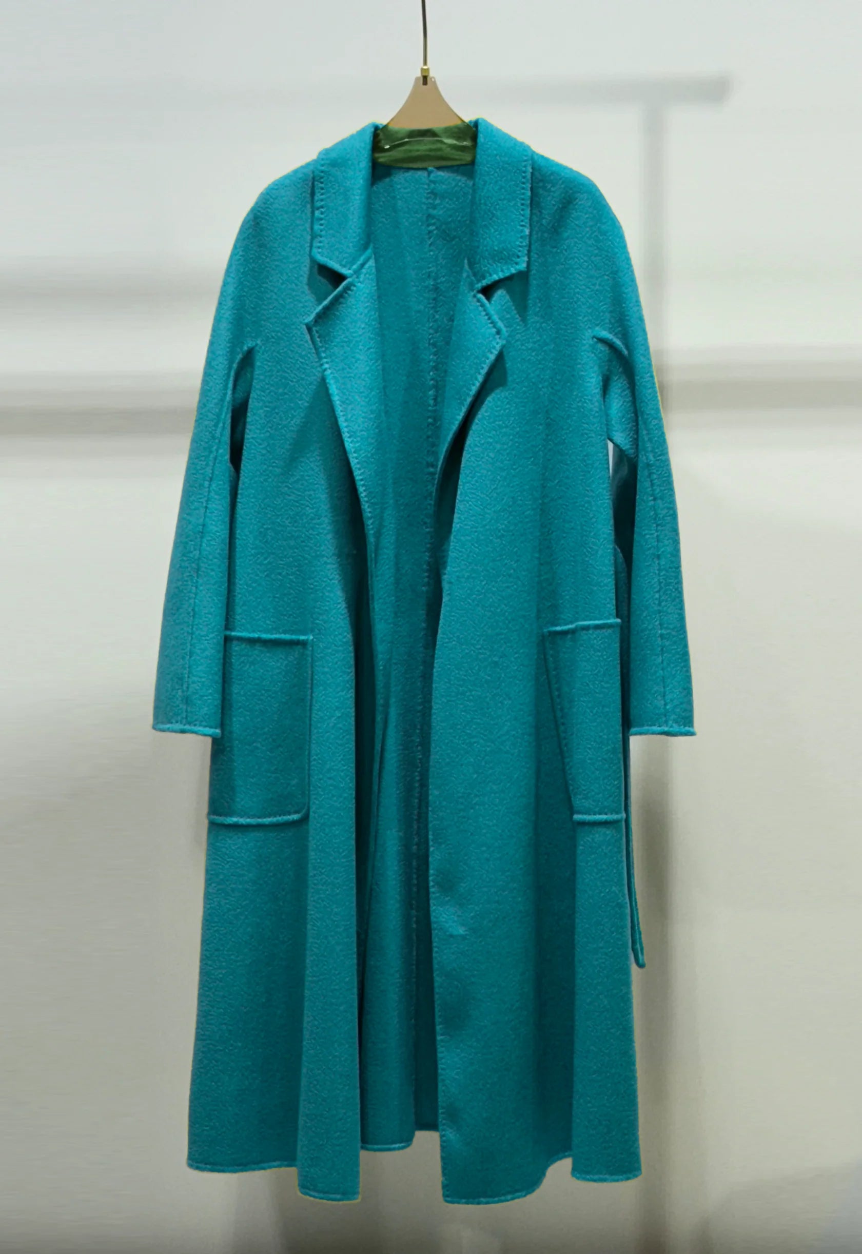 I'm Francis Merino Wool Long Coat Turquoise