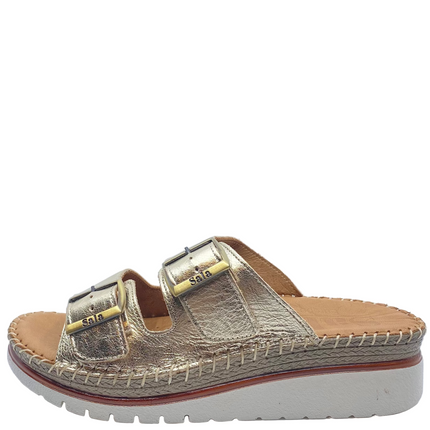 Sala Oasis Slides Gold Metallic Leather