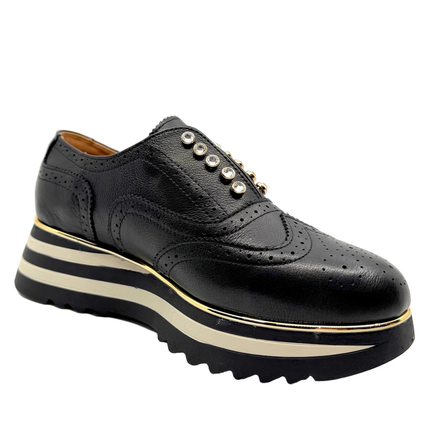 Alfie & Evie Houston Platform Sneaker Black Leather