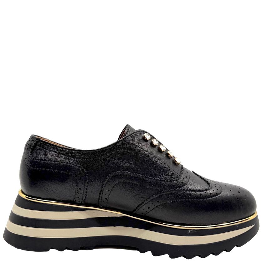 Alfie & Evie Houston Platform Sneaker Black Leather