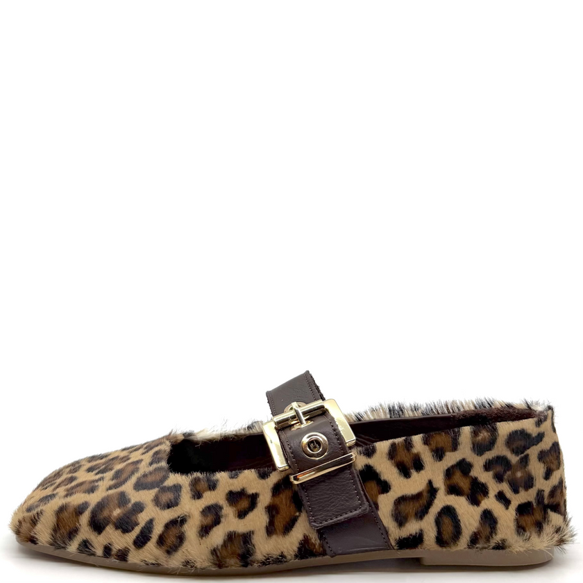 Luna Sole Tash Sand Leopard Pony Mary Jane