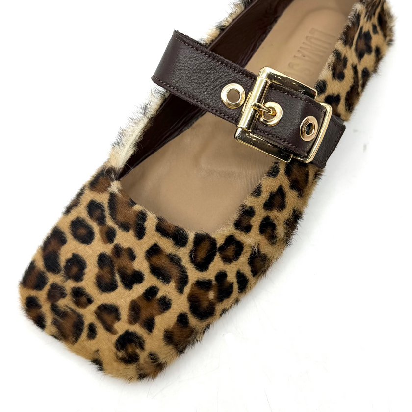 Luna Sole Tash Sand Leopard Pony Mary Jane