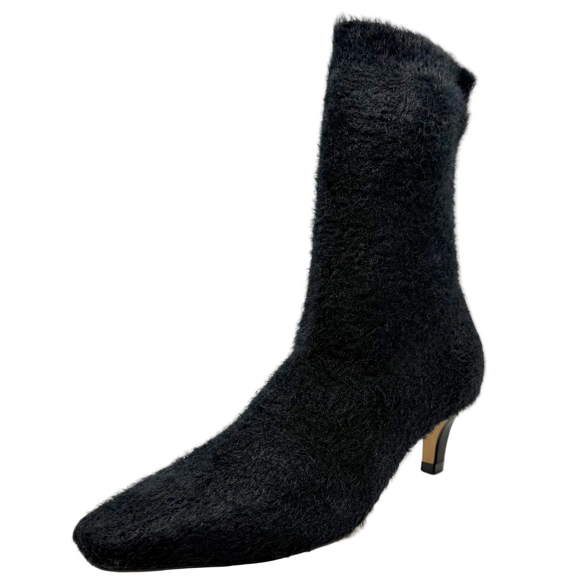 Carrano Knit Furry Sock Boots Vegetal Black