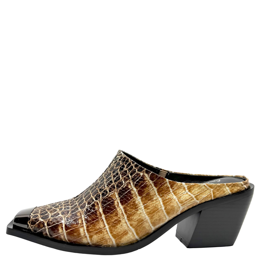 Emma Kate Yoka Mules Beige Snake