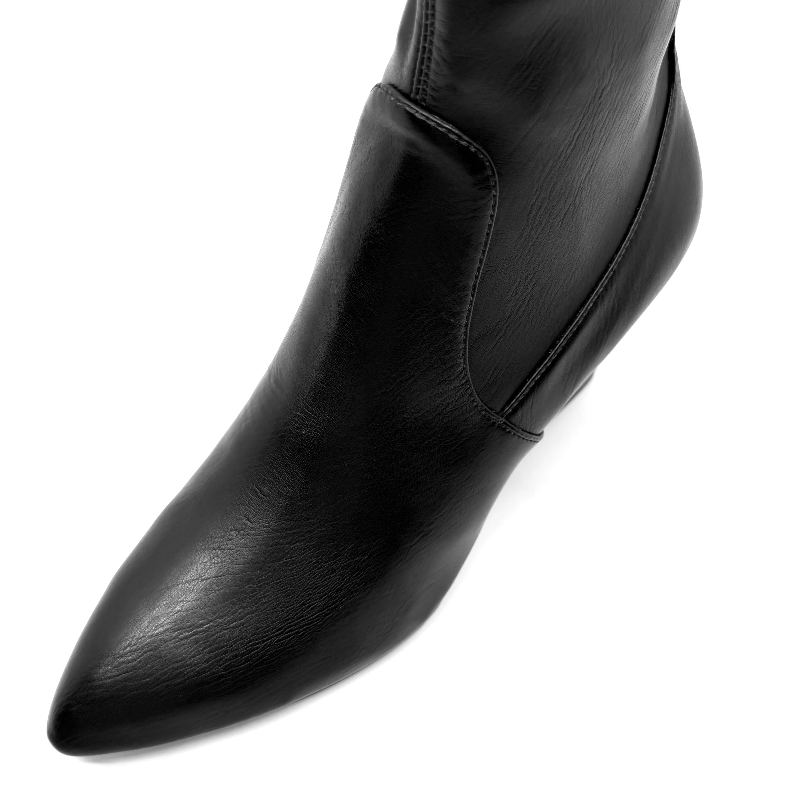 Top End Cozama Wedge Boots Black Stretch Smooth