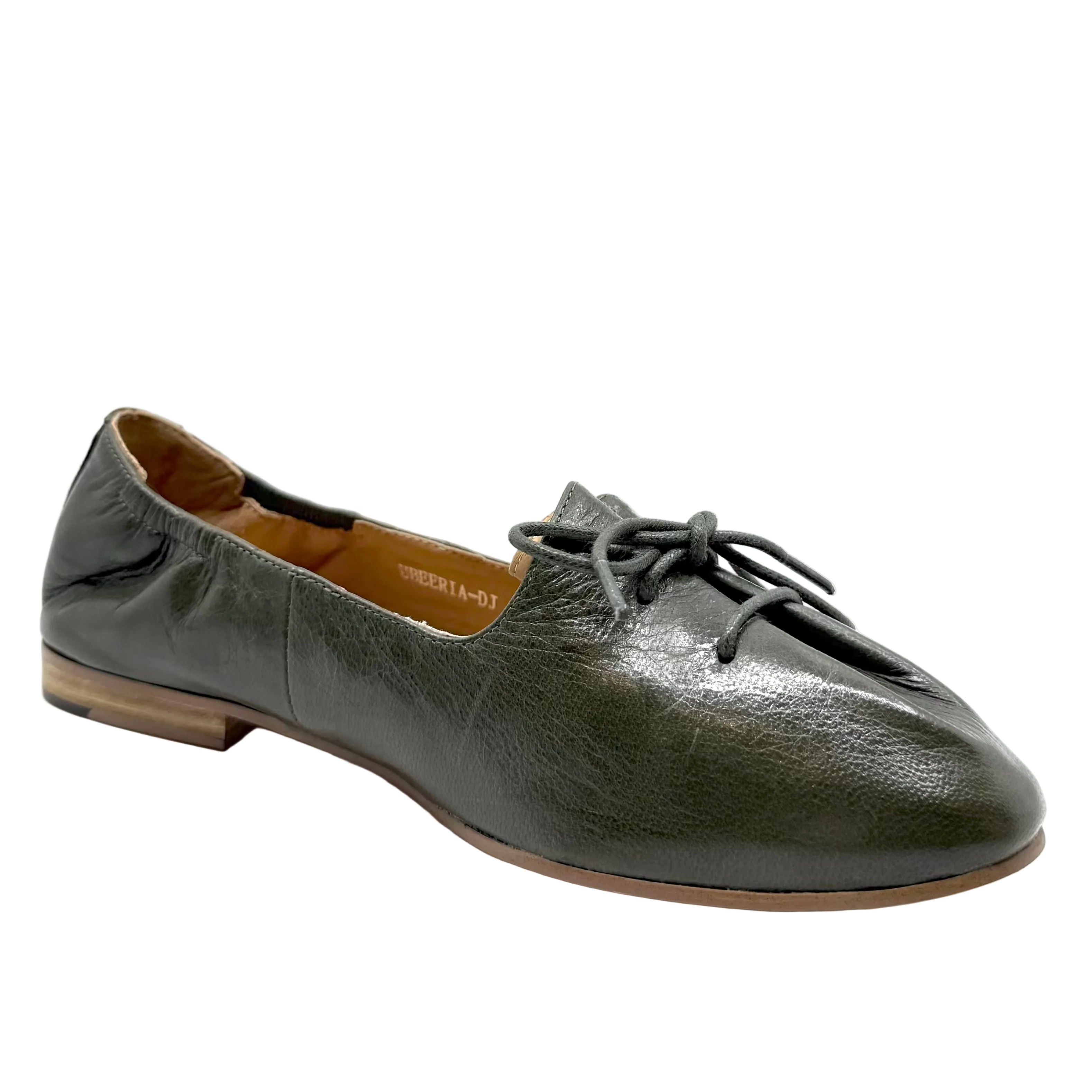Django & Juliette Ubeeria Flats Olive Polish Leather