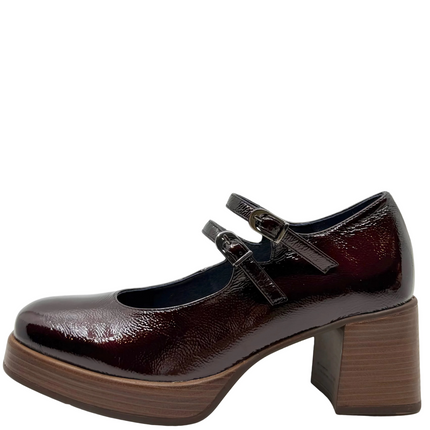 Dorking D9437 Stacked Double Buckle Mary Jane Wine