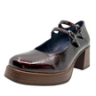 Dorking D9437 Stacked Double Buckle Mary Jane Wine