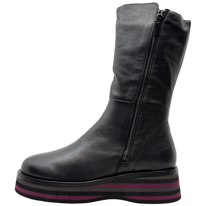 Django & Juliette Golley Boots Black /Grey& Burgundy Multi Leather
