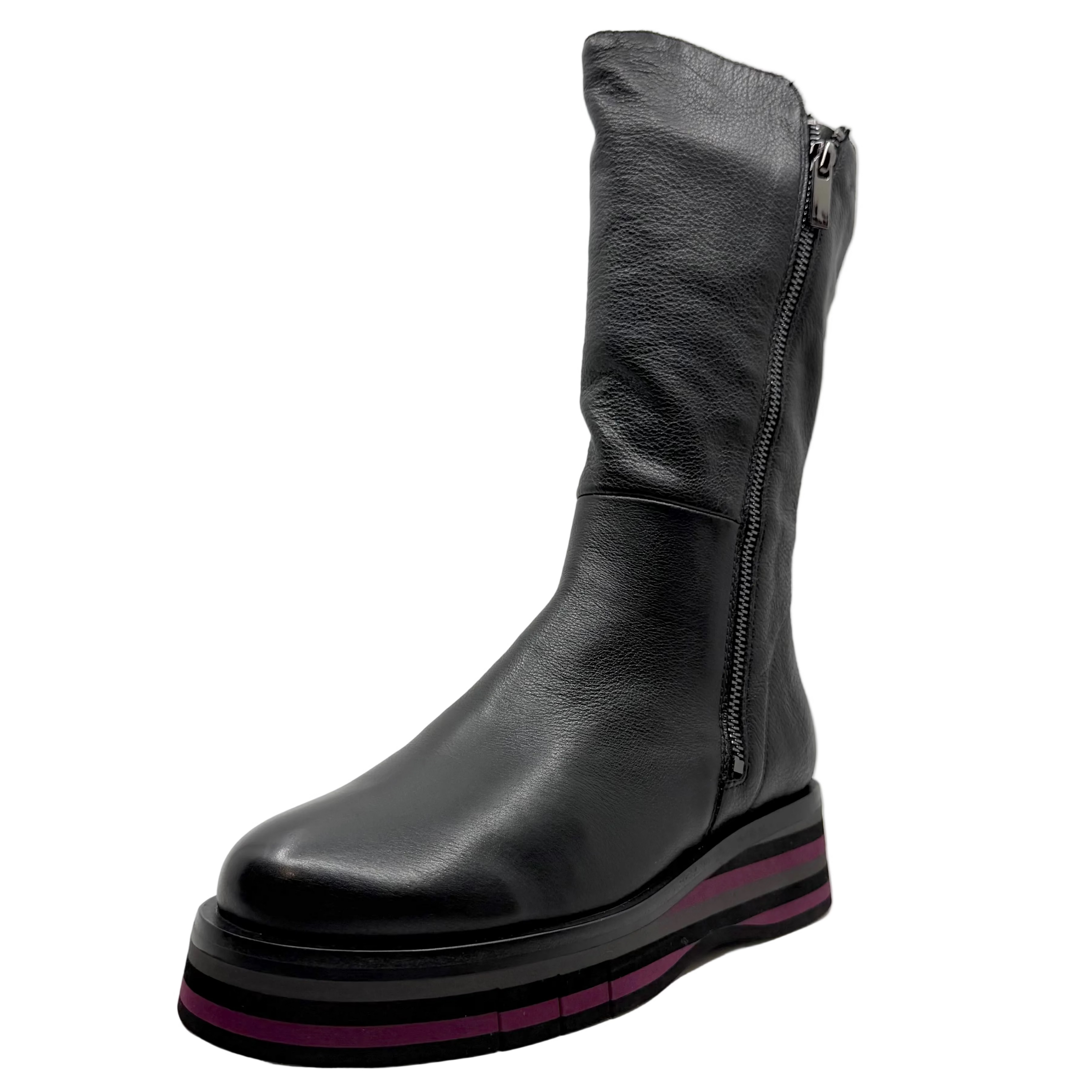 Django & Juliette Golley Boots Black /Grey& Burgundy Multi Leather