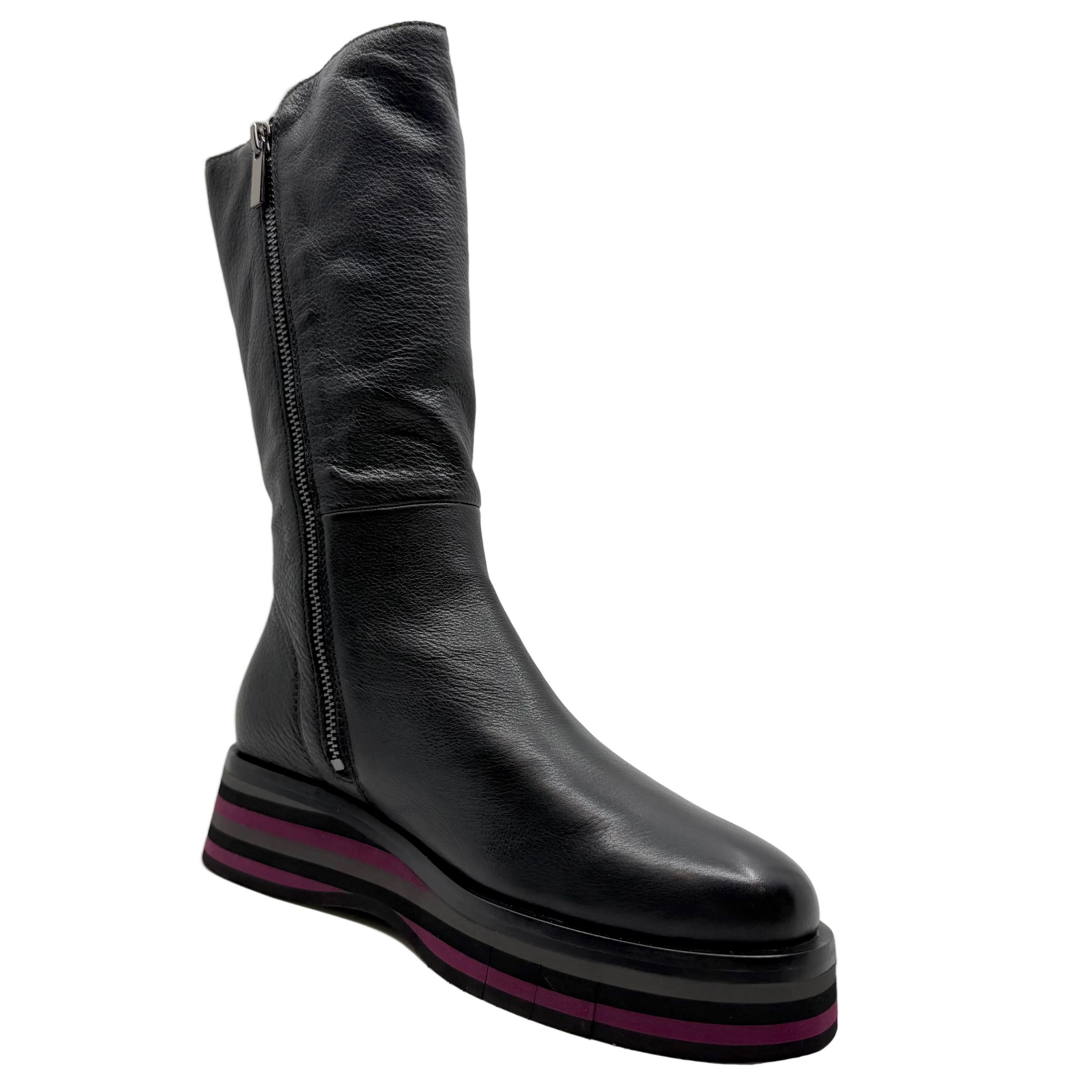 Django & Juliette Golley Boots Black /Grey& Burgundy Multi Leather