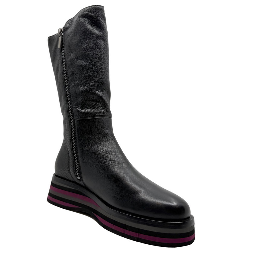 Django & Juliette Golley Boots Black /Grey& Burgundy Multi Leather