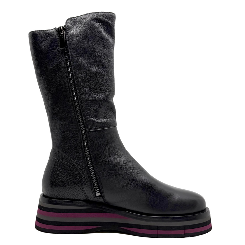 Django & Juliette Golley Boots Black /Grey& Burgundy Multi Leather