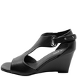Top End Harnece Black Leather Wedge Heels