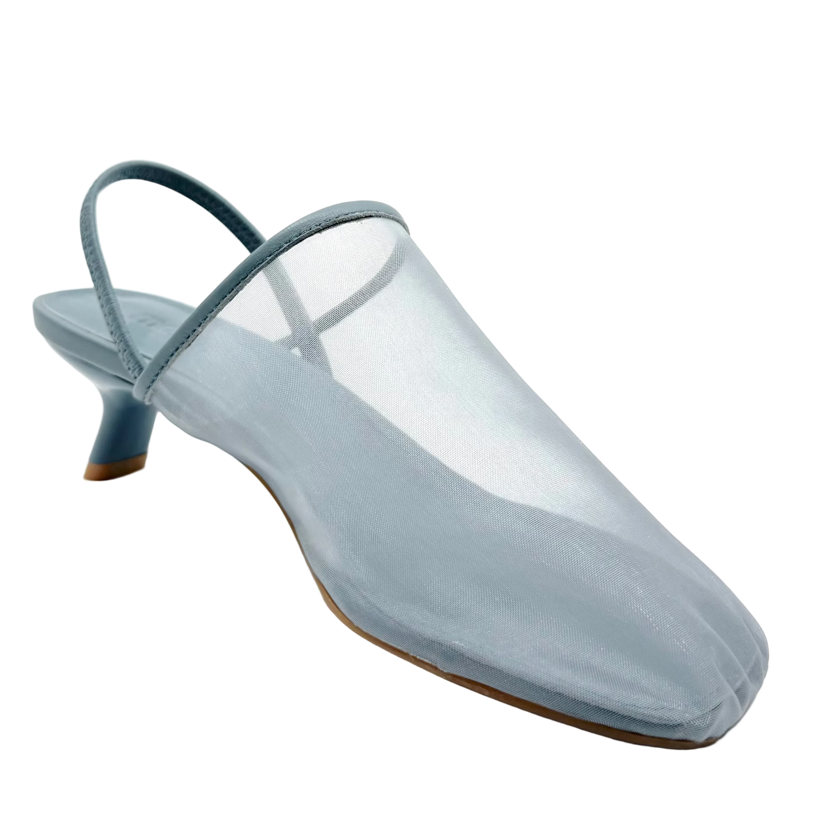 Mollini Ican Mesh Leather Heels Dusty Blue