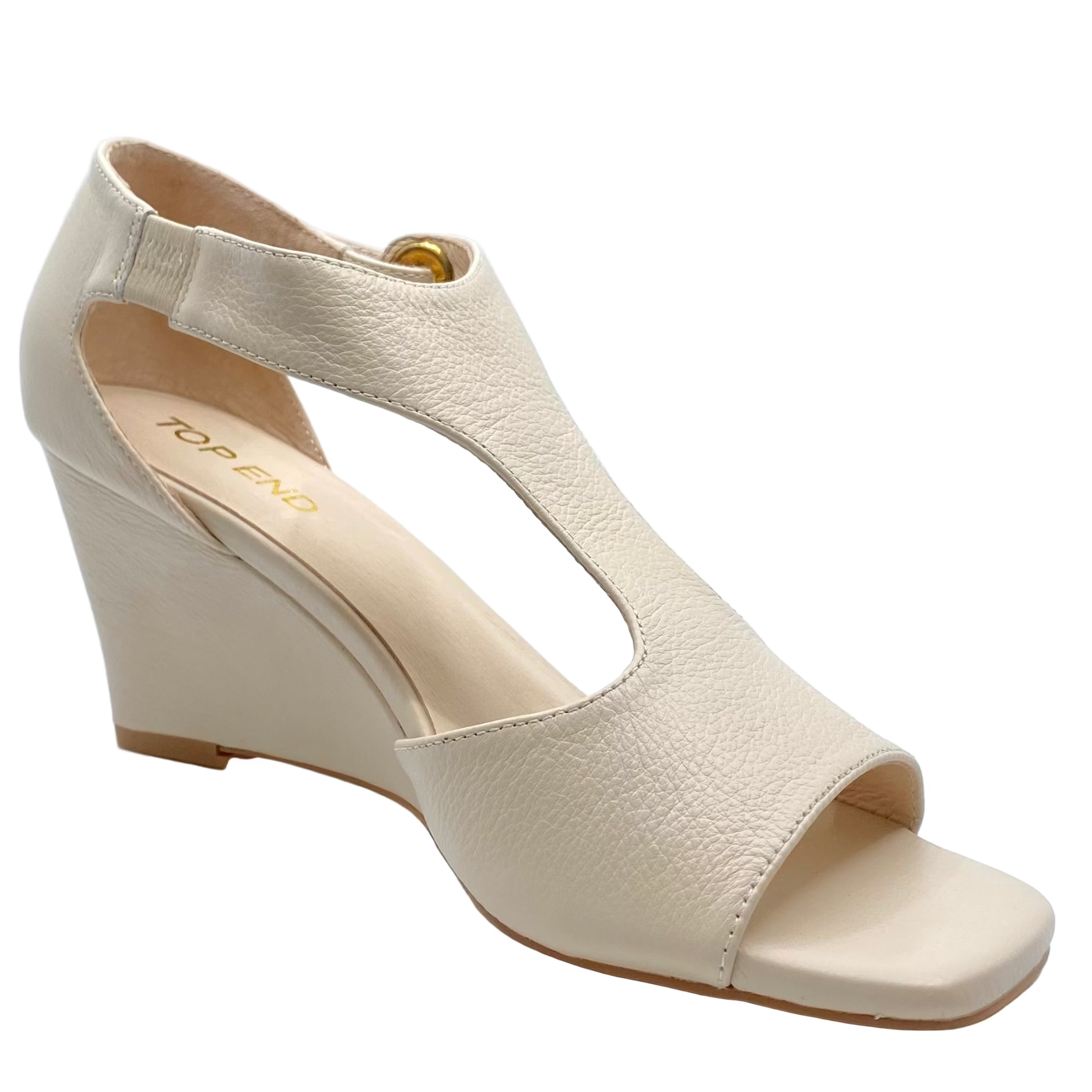 Top End Harnece Milk Leather Wedge Heels