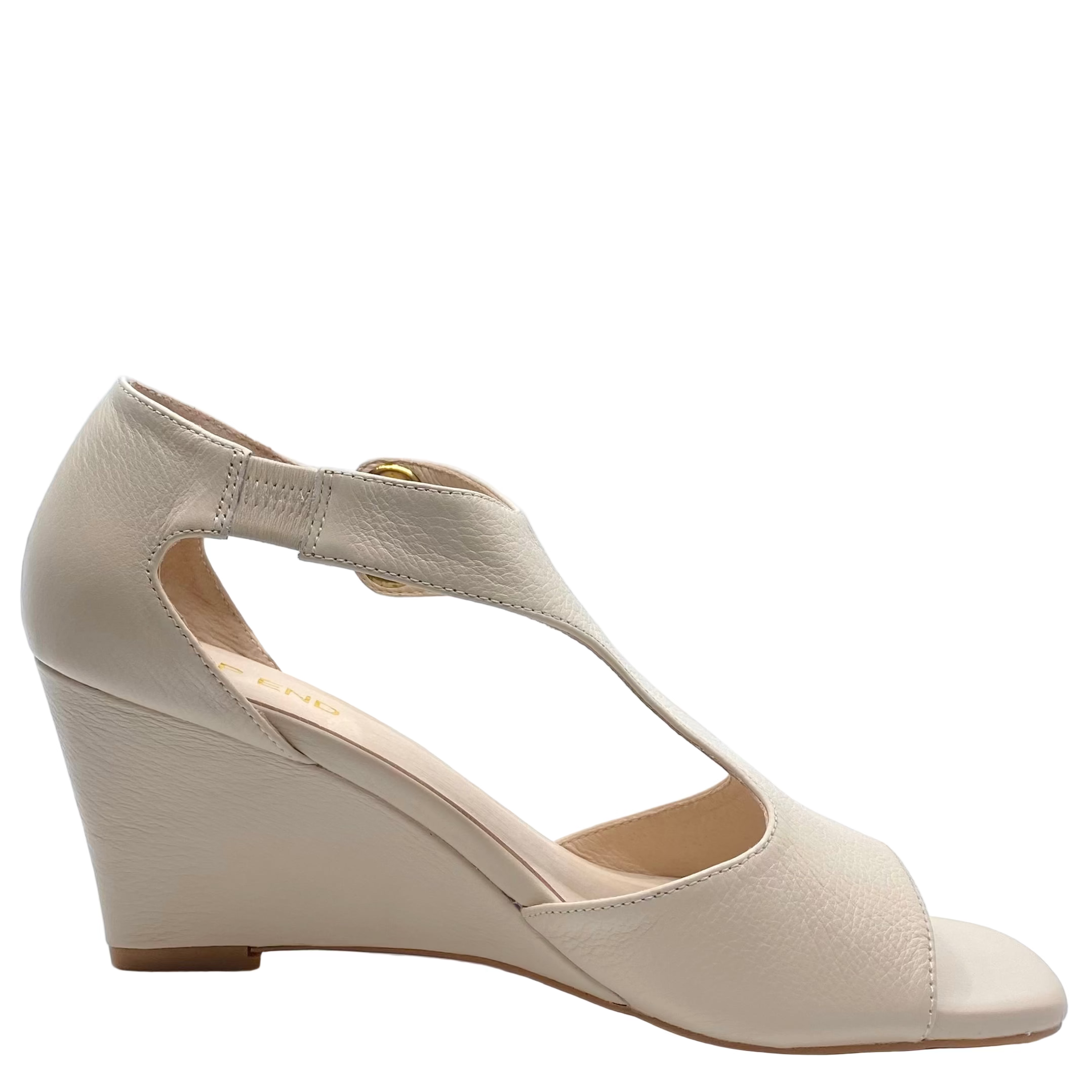 Top End Harnece Milk Leather Wedge Heels