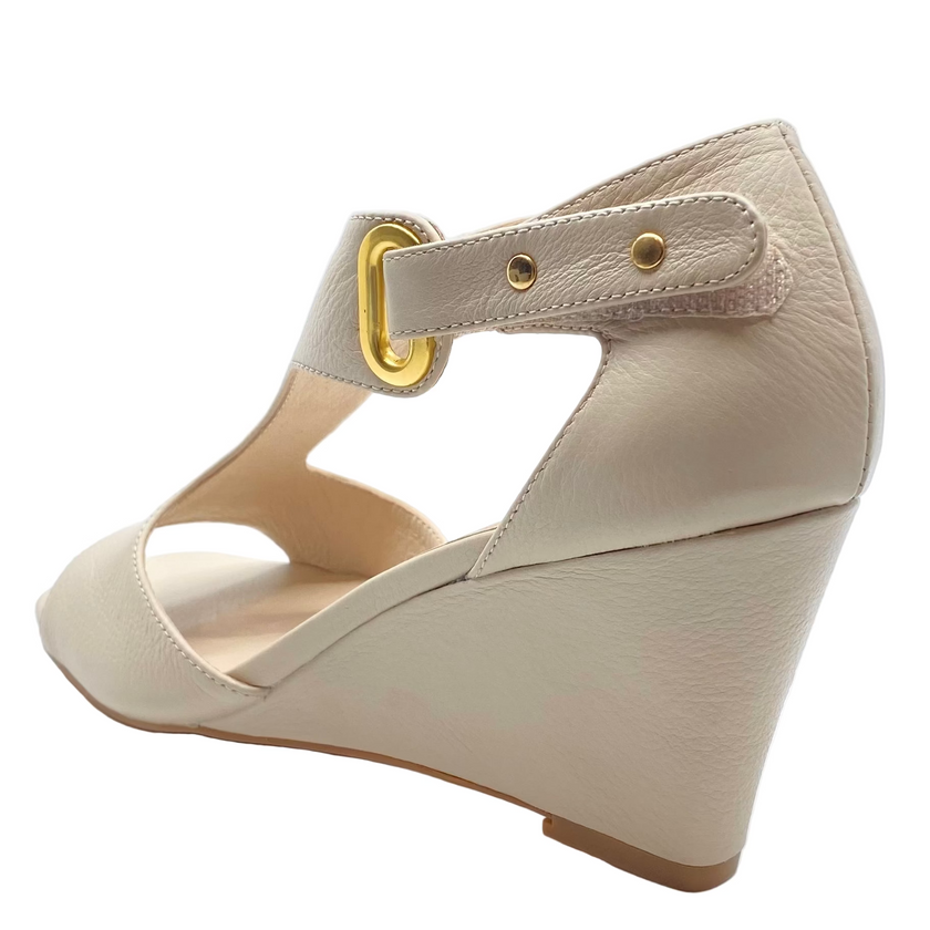 Top End Harnece Milk Leather Wedge Heels