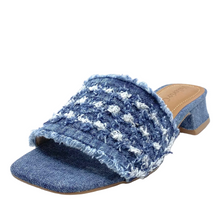 Load image into Gallery viewer, Valerio Conte VC455068 Fringed Denim Mules Marino
